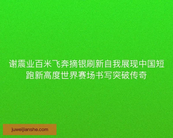 谢震业百米飞奔摘银刷新自我展现中国短跑新高度世界赛场书写突破传奇