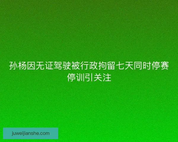 孙杨因无证驾驶被行政拘留七天同时停赛停训引关注