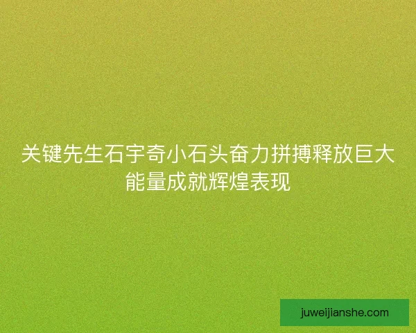 关键先生石宇奇小石头奋力拼搏释放巨大能量成就辉煌表现